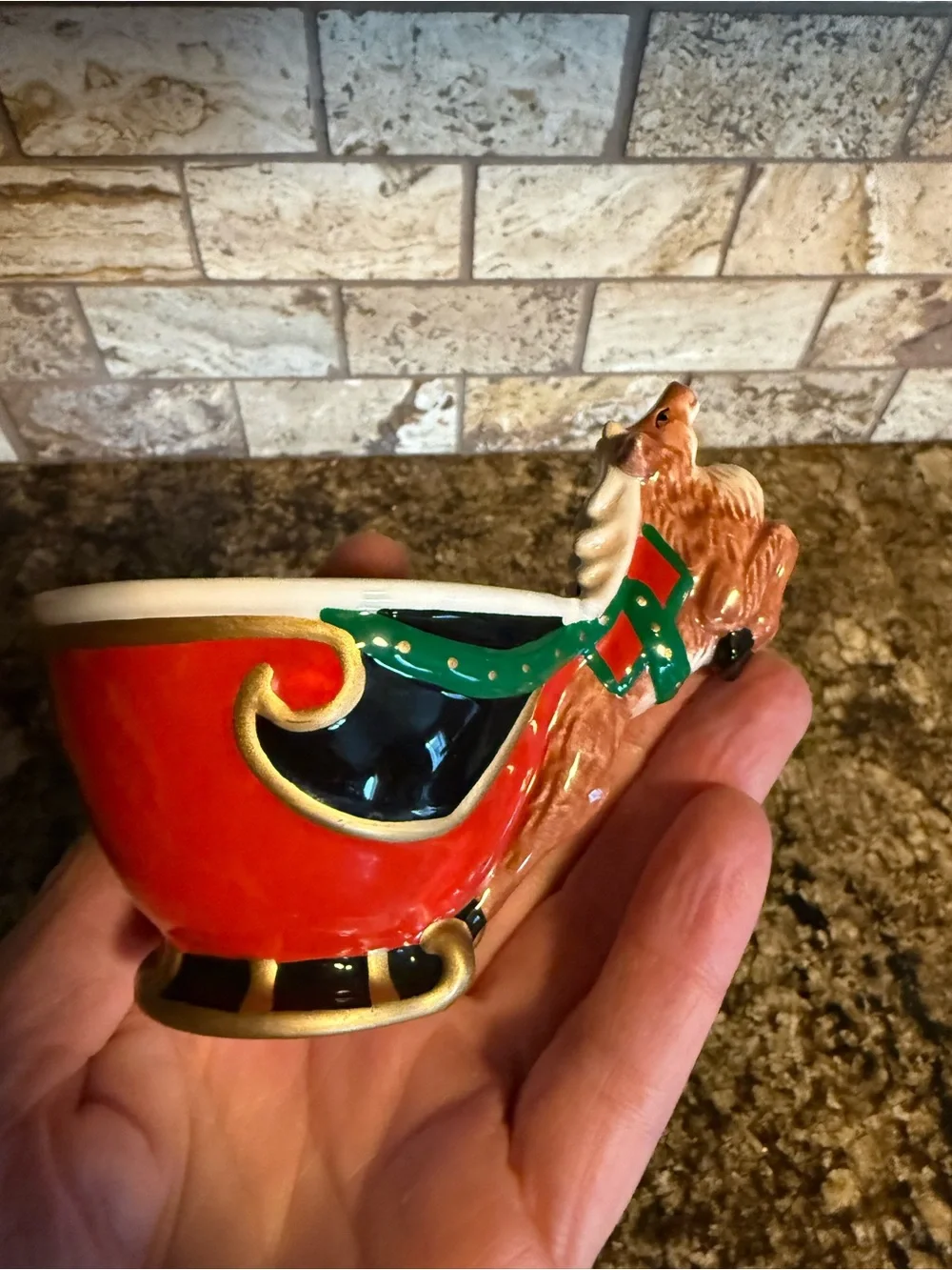 Dept 56 Christmas Tea Santa Reindeer Replacement Tea Cups 3 Jolly St. Nick